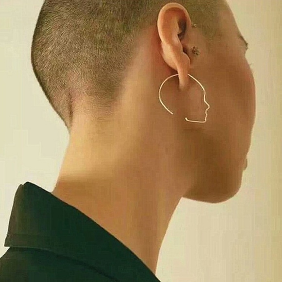 Jewelry - Minimalist Face Portrait Hoop Earrings